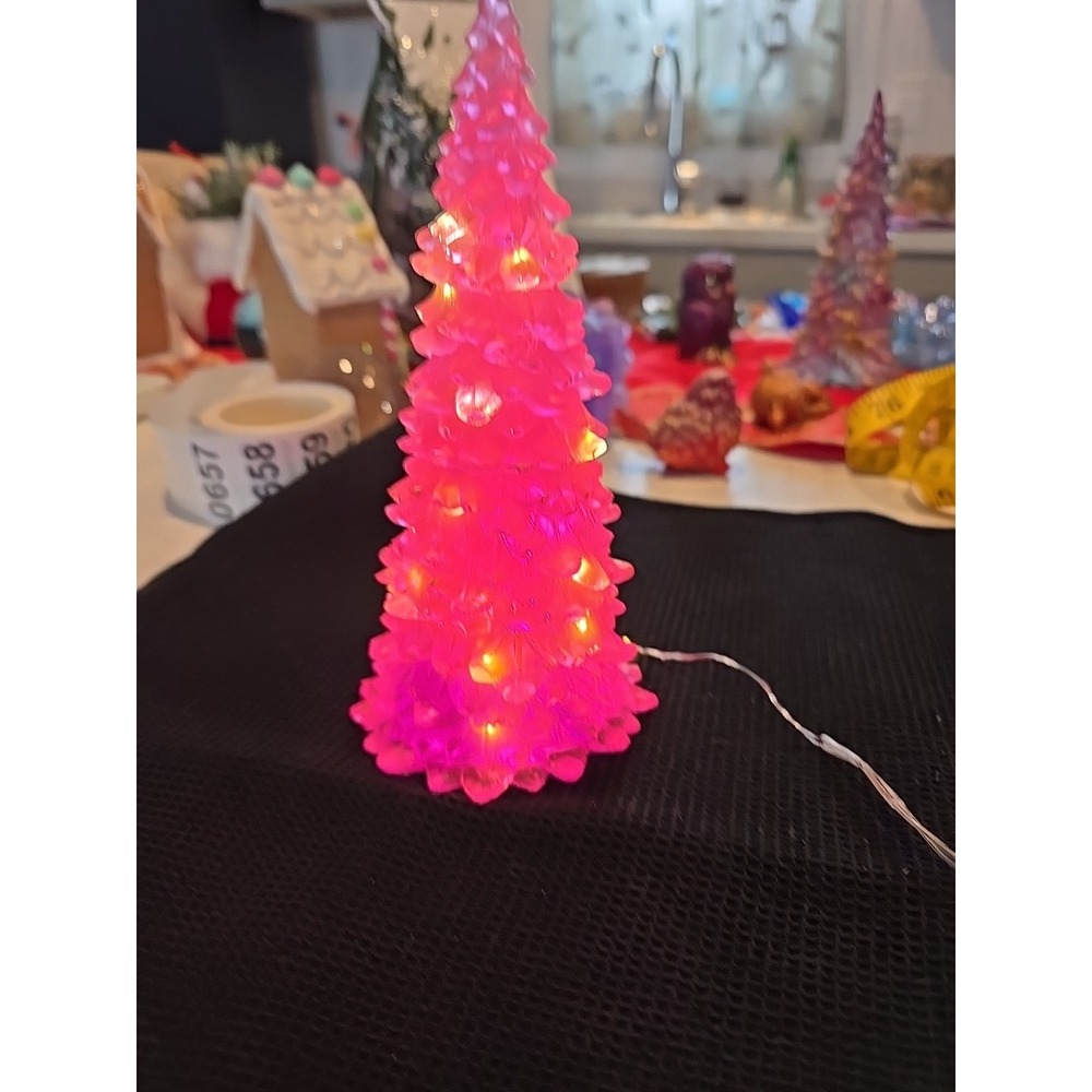 Handmade Resin‎ Pink Light Up Tree Decoration Gift  657 - Picture 7 of 8